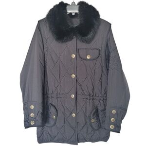 M Miller Thinsulate Black Quilted Women's ski Jacket with Fur Trim size XS
